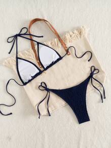 Swim EVENT Due pezzi bikini sexy da donna con decorazione a stella marina - Blu Navy - Visualizzare 7