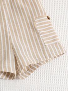 SHEIN Newborn Baby Boy Cute Summer Casual Versatile Striped Romper Overalls
