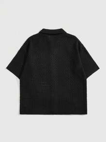 ROMWE MEN Men's Loose Knit Shirt Short Sleeve Top