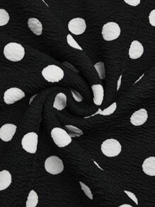 Sweetra 大码夏季优雅波尔卡圆点印花美人鱼下摆吊带连衣裙 - 藍色 - 查看 6