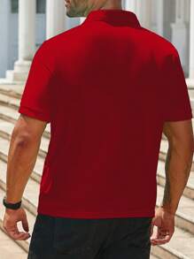 Manfinity Homme Men's Casual Solid Color Polo Shirt, Short Sleeve, Simple And Fashionable, Suitable For Summer