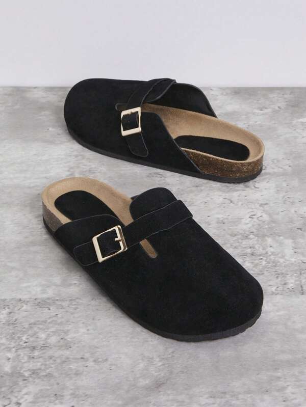 SHUZIA Women's Round Toe Cork Footbed Slide Clogs With Adjustable Buckle Strap Mother's Day Present