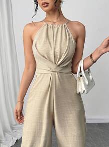 Firerie Mono sin mangas de un solo color con diseño cruzado para mujer, atuendo elegante para festivales, fiestas, festivales de música, temporada de graduación, playa, vacaciones y uso diario