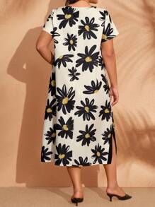 EMERY ROSE Women's Contrast Color Print Casual Vacation Plus Size Dress - Multicolor - View 3