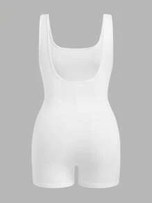 SHEIN EZwear 大码女式纯色休闲吊带背心和短裤三件套 - 紅色 - 查看 5