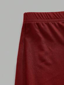 SHEIN EZwear 3pcs Black, Wine Red, White Casual Knitted Skinny Women Short Leggings, Summer