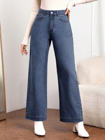 EMERY ROSE 여성용 루즈핏 플레어 레그 포켓 캐주얼 버서타일 청바지