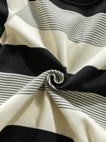 SHEIN 新生男宝宝可爱夏季休闲条纹短袖连体衣 - 彩色 - 查看 8