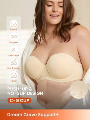 LUVLETTE Strapless Push-Up With Silicone Band Underwire T-Shirt Half Bra Lingerie As Outerwear Bra