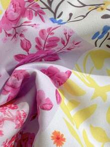 Swim Mod 加大码 2 件碎花图案三角形比基尼套装，带抽绳、露背领和配套下装，性感休闲海滩度假女式泳装