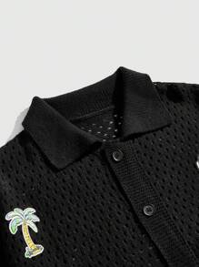 ROMWE MEN Men's Loose Knit Shirt Short Sleeve Top