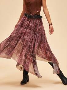 Bohemela Plus Size Mesh Skirt, Fashionable For Summer,Vintage - Multicolor - View 3