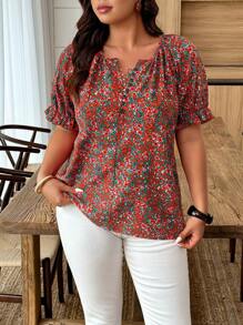EMERY ROSE Camisa casual/vacacional de talla grande con estampado aleatorio - Multicolor - Ver 4