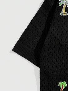 ROMWE MEN Men's Loose Knit Shirt Short Sleeve Top