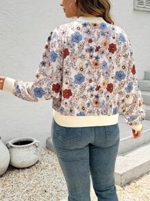 EMERY ROSE Plus Size Spring Casual Holiday Printed Lightweight Jacket For Women - Multicolor - View 2