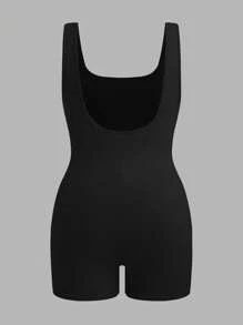 SHEIN EZwear 大码女式纯色休闲吊带背心和短裤三件套 - 紅色 - 查看 8