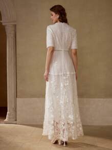 PREMIUM VESTIDO DE MANGA CORTA JACQUARD - Blanco - Ver 7