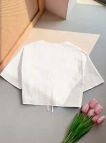 Comfortcana 1pc Women's White Linen Woven Cardigan, Summer