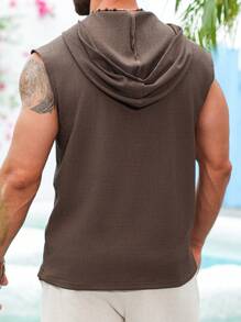 Manfinity RSRT Áo ba lỗ họa tiết đơn sắc có mũ trùm đầu thường ngày đa năng cho nam - Màu xanh lá cây đậm - Xem 4