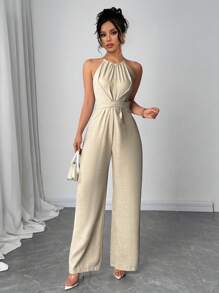 Firerie Mono sin mangas de un solo color con diseño cruzado para mujer, atuendo elegante para festivales, fiestas, festivales de música, temporada de graduación, playa, vacaciones y uso diario
