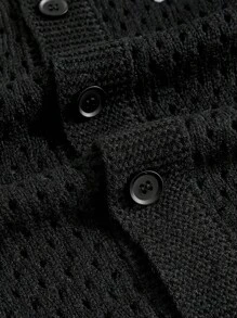 ROMWE MEN Men's Loose Knit Shirt Short Sleeve Top