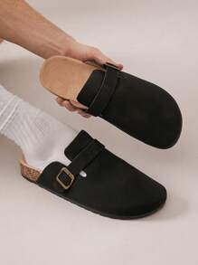 SHUZIA Zuecos de corcho con suela negro para hombres, calzado cómodo tipo papa con plantilla de corcho, ideal como regalo de Año Nuevo, Día de San Valentín o para el verano