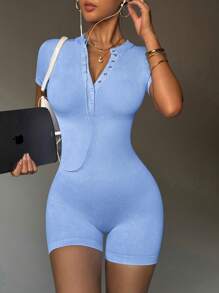 Easithlete Seamless Ribbed Distressed Vintage Style Jogger Pants - Blue - View 2