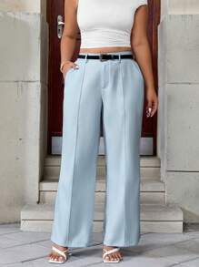 SHEIN Unity Große Größen Elegante, blaue Hosen für Damen, vielseitig einsetzbar für den täglichen Gebrauch oder festliche Anlässe