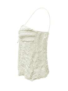 INAWLY Women's Fashionable Solid Color Ruffle Hem Front Tie Camisole Top