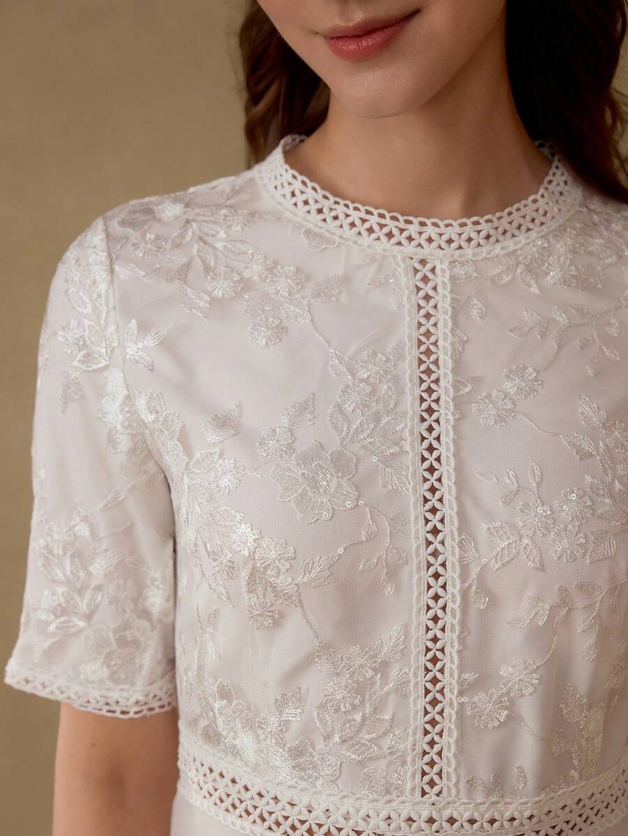 MOTF PREMIUM JACQUARD SHORT SLEEVE DRESS - White - View 2