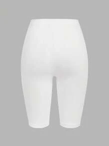 SHEIN EZwear 3pcs Black, Wine Red, White Casual Knitted Skinny Women Short Leggings, Summer