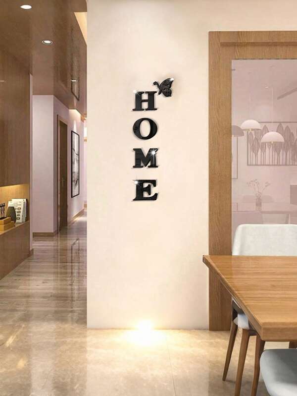 SHEIN 5 pièces Sticker mural acrylique 3D avec slogan pour la maison, décoration de couloir et d'entrée. Idéal pour la décoration murale, les stickers, les décalcomanies, les décorations pour la maison, les articles de décoration pour rafraîchir votre maison, les autocollants de décoration (petite taille)