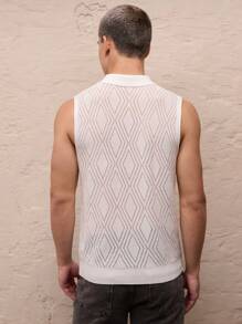 Manfinity VCAY Gilet casual in maglia larga con taglio smanicato, alla moda per l'uso quotidiano dei giovani - Bianco - Visualizzare 2