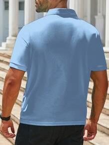 Manfinity Homme Plus Size Men's Summer Casual Solid Color Short Sleeve Polo Shirt