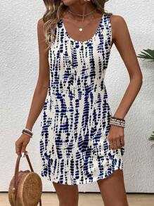 EMERY ROSE Casual Minimalist Retro Pattern Loose Women Dress, Suitable For Summer Summer Dresses For Women