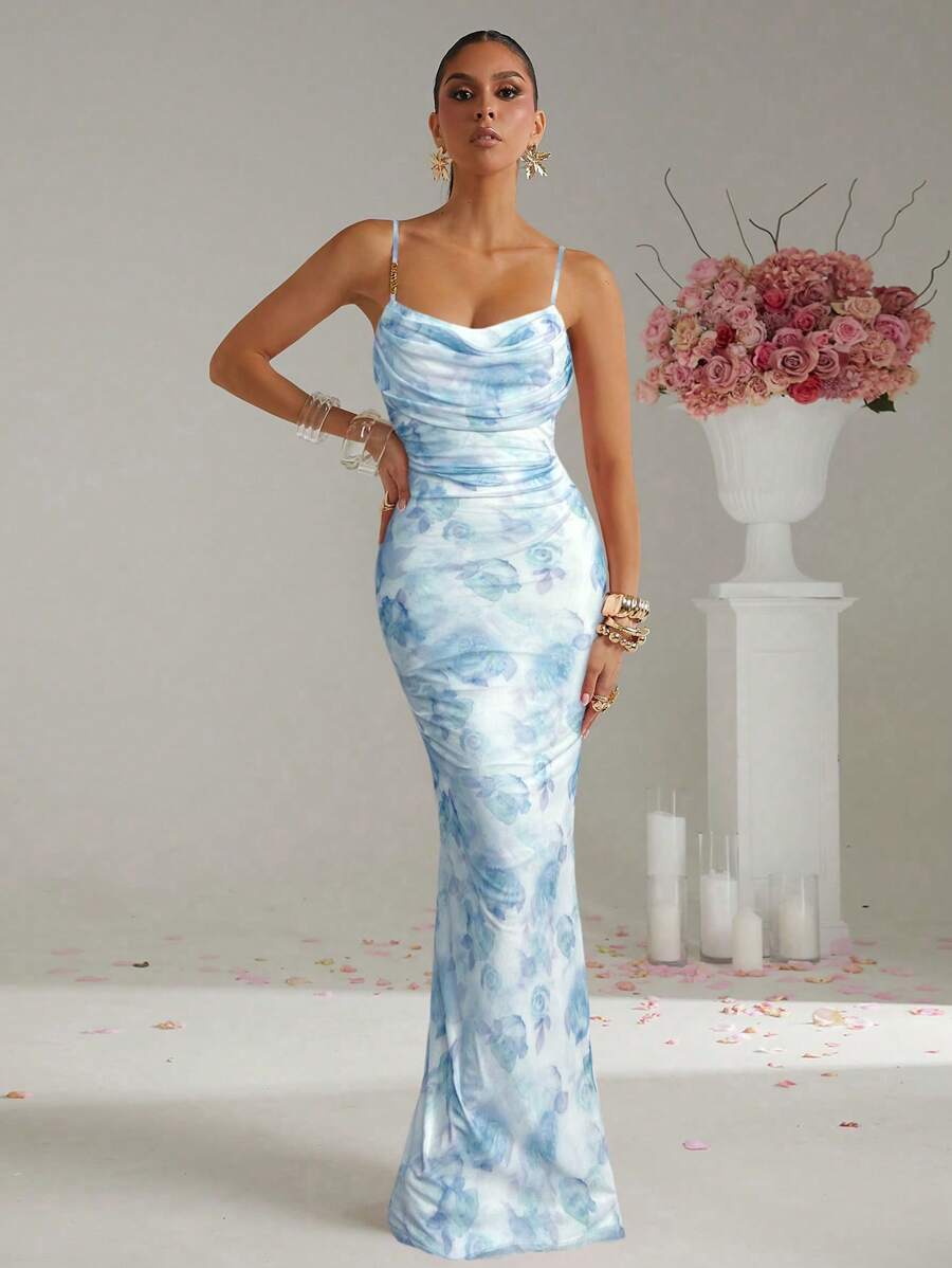 Lumalex Vestido floral de lujo con estampado para mujer, ideal para la primavera, el Día de San Valentín, bodas, compromisos y ceremonias de mayoría de edad. Un look hermoso y dulce para el Día de San Valentín, Pascua y fiestas