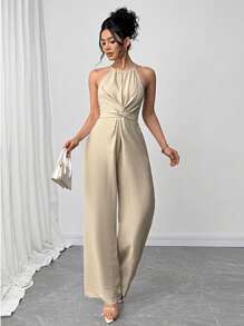 Firerie Mono sin mangas de un solo color con diseño cruzado para mujer, atuendo elegante para festivales, fiestas, festivales de música, temporada de graduación, playa, vacaciones y uso diario