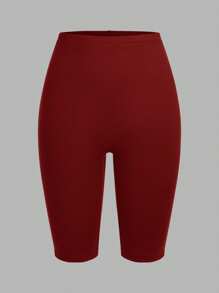 SHEIN EZwear 3pcs Black, Wine Red, White Casual Knitted Skinny Women Short Leggings, Summer