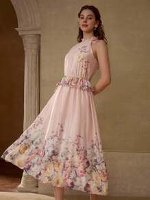 MOTF PREMIUM FLORAL PRINT FRILL DRESS - Pink - View 6