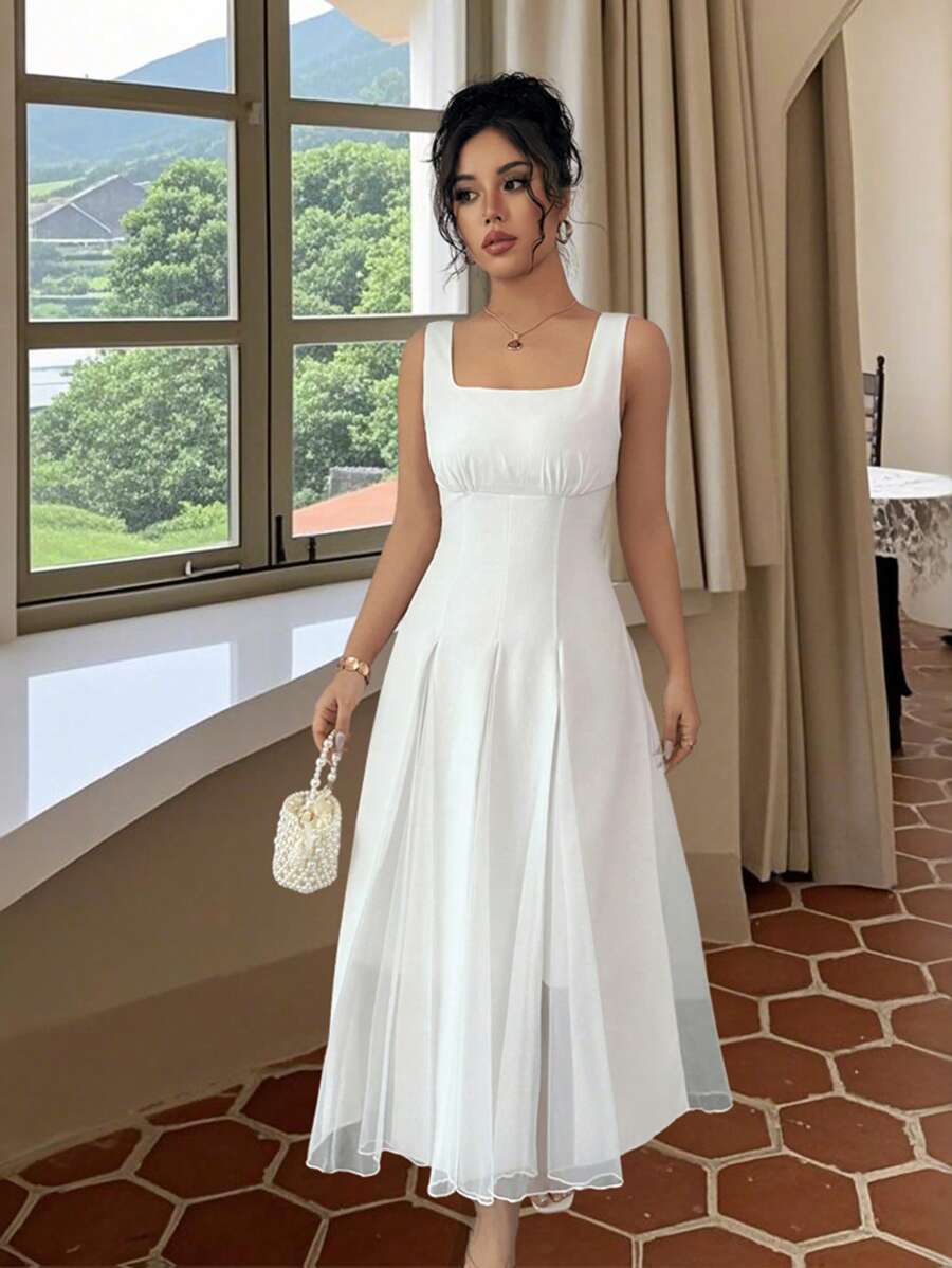 Rafferiza 女式白色休闲法式无袖轻便连衣裙 - 白色 - 查看 1