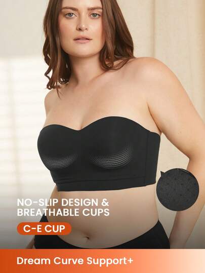 LUVLETTE 梦幻曲线支撑+无线长线无肩带内衣作为外套黑色半身内衣作为外套基本款文胸抹胸