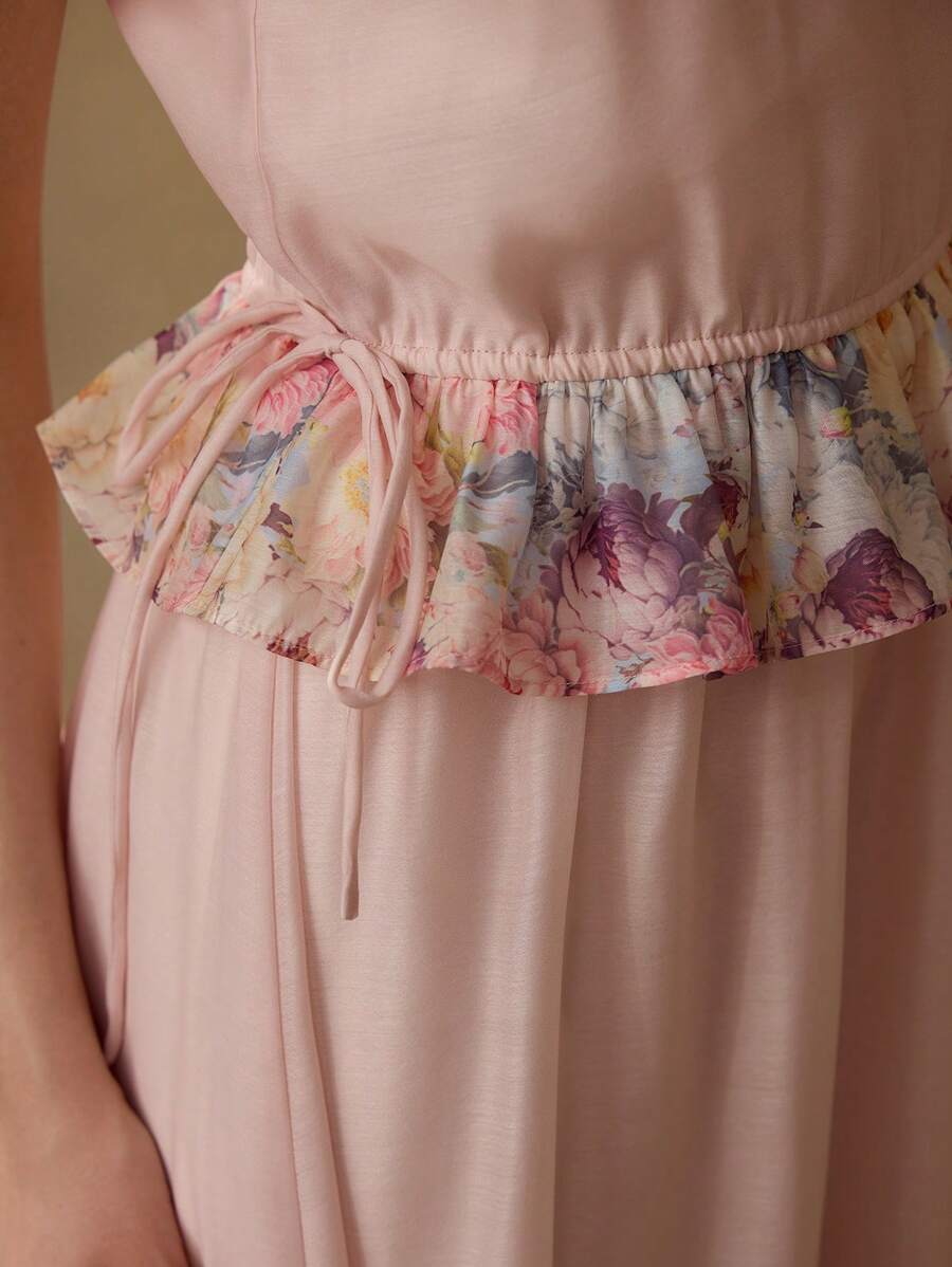 MOTF PREMIUM FLORAL PRINT FRILL DRESS - Pink - View 2