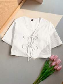 Comfortcana 1pc Women's White Linen Woven Cardigan, Summer