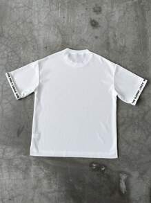 Manfinity Hypemode Men's Letter Print Casual Round Neck Short Sleeve T-Shirt, Suitable For Summer Men's Men T Shirt Co Ords
