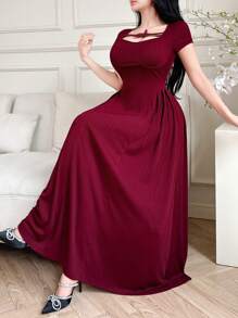 Feyla Elegantes eng anliegendes Kleid für Damen mit Schleifendekor an der Taille, Sommerkollektion - Rot - Übersicht 3