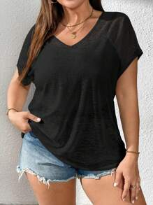 SHEIN Essnce Plus-Size Women's Out Tops, Beach Wear, See-Through Smocks, Summer Beach Wear, Going Out Tops Concert Rave Festival