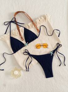 Swim EVENT Due pezzi bikini sexy da donna con decorazione a stella marina - Blu Navy - Visualizzare 6