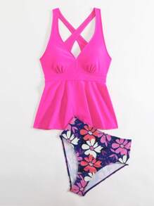 SHEIN Swim 2pcs Women Swimsuit, Figure Flattering & Slimming, Sexy For Beach, Pool, Hot Spring For Summer Beach Vacation