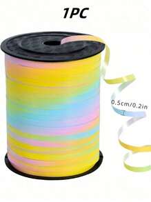 SHEIN 1 卷，250 码彩虹卷曲丝带，用于礼品包装、气球绳、婚礼、生日、圣诞节 - 金属闪亮“丝带用于花束和鲜花包装纸圣诞节 - 彩色 - 查看 2