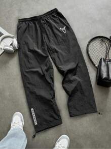 Manfinity Sport Corelite Conjunto de ropa deportiva tipo novio de moda casual con estampado gótico, que incluye top de manga raglán y pantalones largos, adecuado para el verano. Negro, conjunto de gimnasio, conjunto de ropa de gimnasio, ropa deportiva, conjunto de ropa de ejercicio, ropa de ejercicio gótica, conjunto de entrenamiento, top de gimnasio, transpirable para otoño.